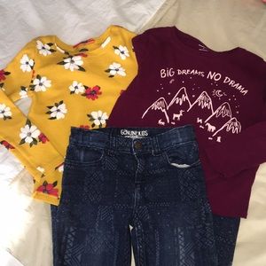 🍭GIRLS 5T OSHKOSH JEANS AND 2 TOPS